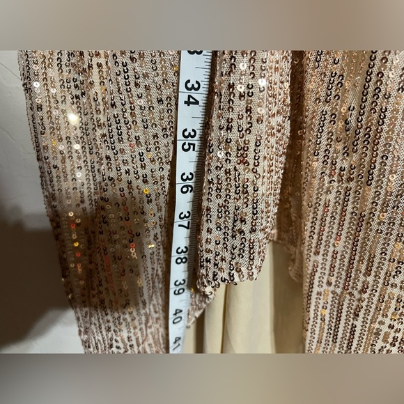 IEENA For Mac Duggal Rose Gold Sequin Knotted Long Sleeve Midi High Low Dress 0 - Picture 12 of 15